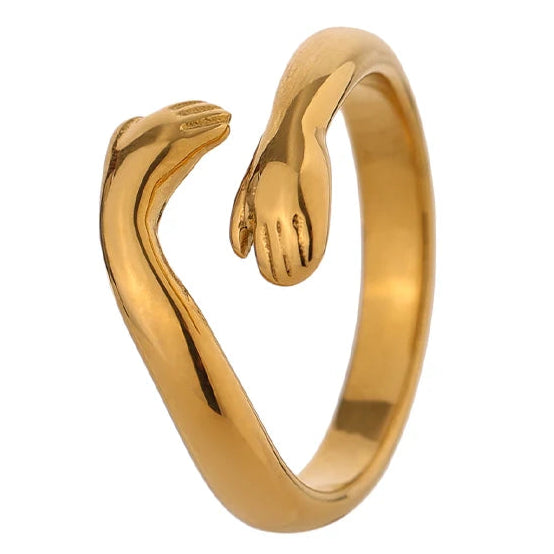 Yhpup New Design Embrace Ring Stainless Steel Jewelry Women 18 K Plated Metal Texture Gold Occident Accessories кольцо женское