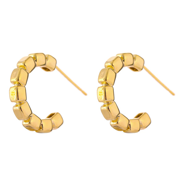 Yhpup New Metal Small Square Earrings Simple Golden Copper Texture Stylish украшения бижутерия Charm Trendy Jewelry Women Gift