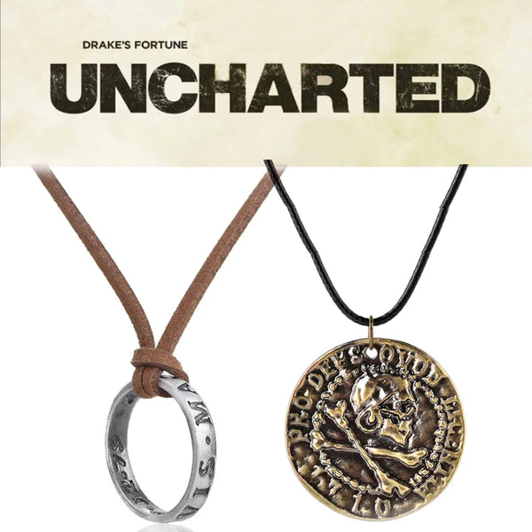 Game Jewelry Uncharted 4 A Thief's End Nathan Drake Necklaces Leather Cord Chain Long Necklace Men goth Accessories