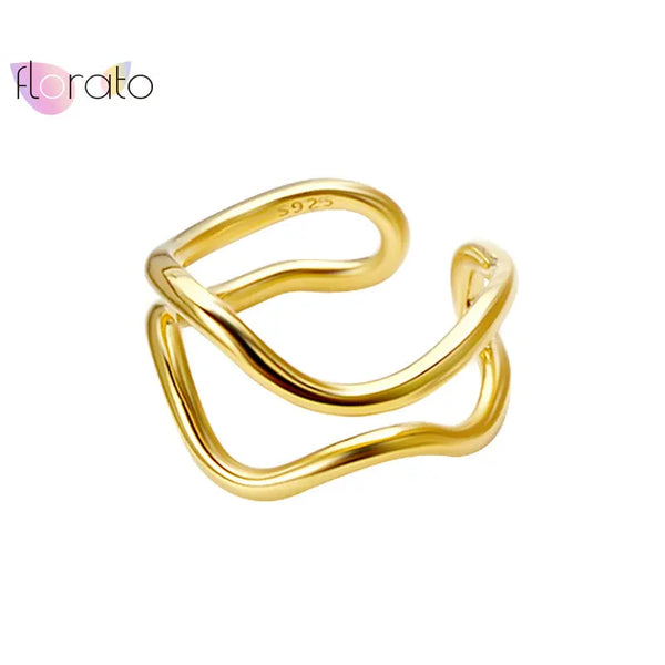 Gold Plated Silver Plated Irregular Double layer Resizable Rings New 2020 Fashion Luxury Metal Rock Punk Adjustable Ring Jewelry