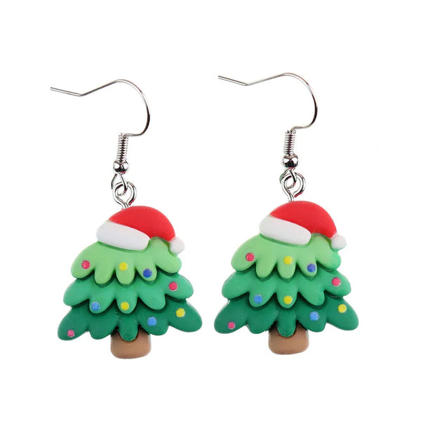 Cute Colorful Christmas Tree Earrings Fashion Resin Christmas Earrings For Girls Xmas Party Jewelry