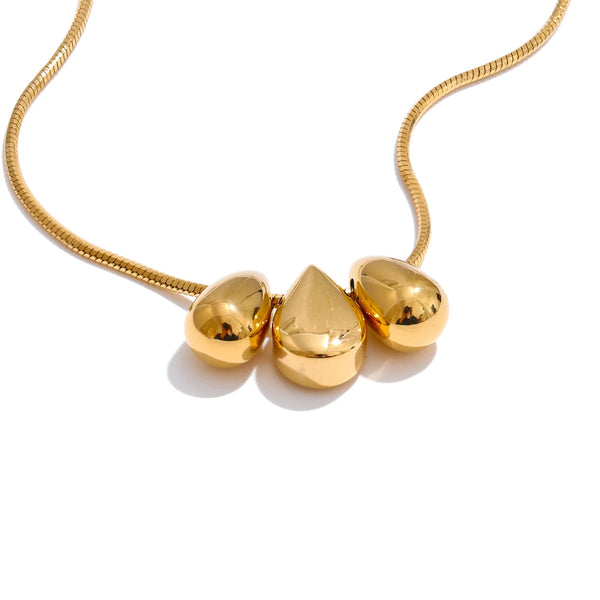 Necklaces Stainless Steel Women Three Water Droplet Pendant Fashionable Waterproof Sweater Chain New Gifts Wholesale