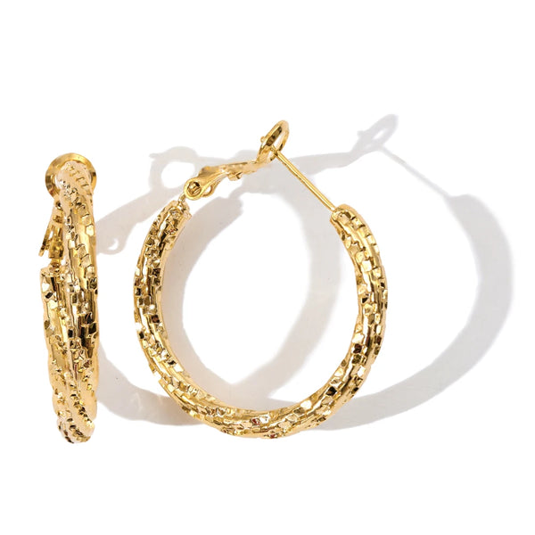 Mchic 35*30mm Personalized Round Daily Hoop Earrings Anti Allergic Metal Minimal Versatile Copper Jewelry Wholesale