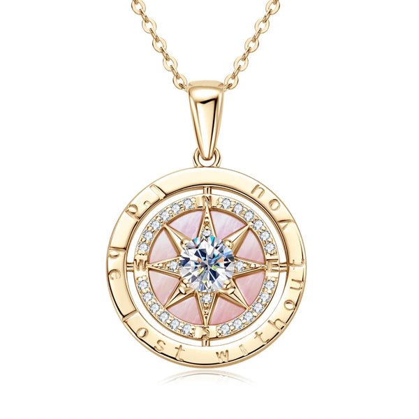 OXTAO 925 Sterling Silver Ladies Cubic Zircon Compass Pendant Necklace Luxury Jewelry  Birthday Party Gifts Adjustable Chain