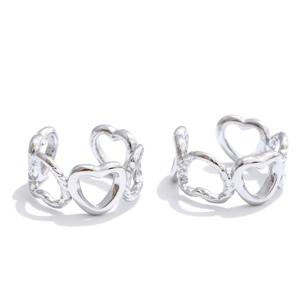 Stainless Steel Earrings Geometric Heart-shaped Irregular Adjustable Ear Bone Clip Design Sense Gift New Wholesale