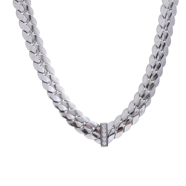 Stainless Steel Cuban Chain Collar Necklace High Quality Zircon Texture Charm Fashion Jewelry Accessories New