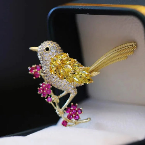 Colorful Rhinestone Auspicious Magpie Bird Brooches for Women Good Luck Badges Crystal Chinese Style Party Brooch Pins Gift