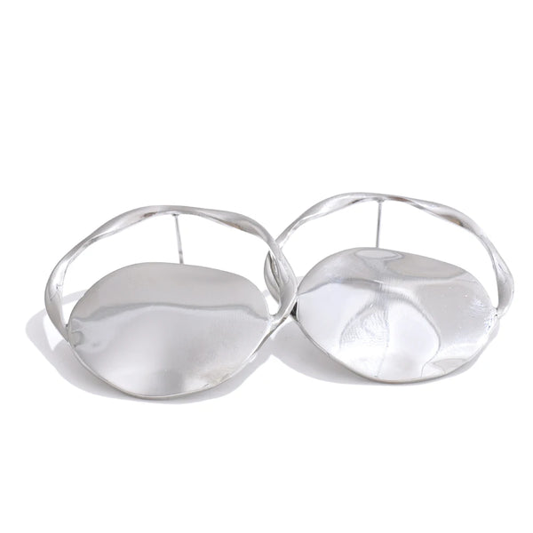 NiNice Earrings Stainless Steel Circular Pendant with Fashionable Design Trendy Exaggerated Suitable for Party Gifts New