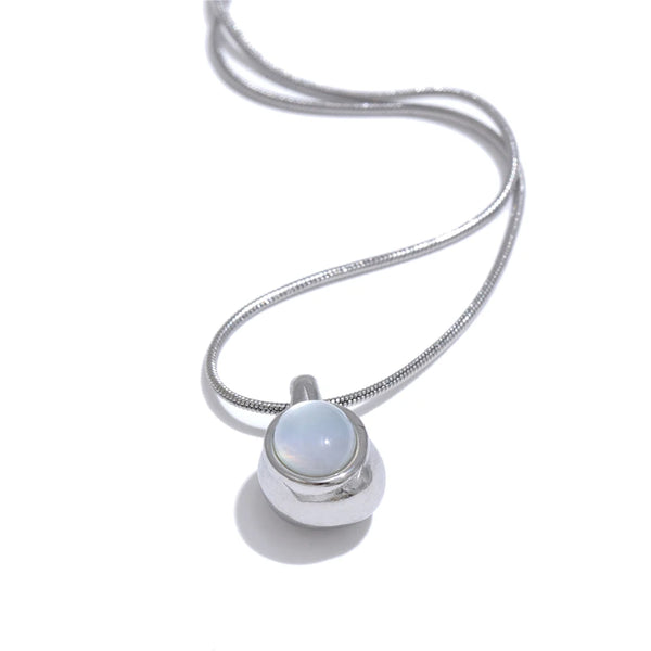 NiNice Necklaces for Women Stainless Steel Natural Stone Shell Pendant Waterproof Fashionable Simple Gift New Wholesale