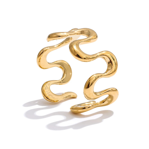 Yhpup Minimalist Stainless Steel Metal Irregular Open Adjustable Ring for Women Rust Proof Distinctive Jewelry 2025