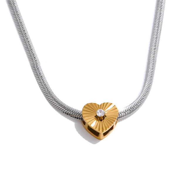 Stainless Steel Necklace Zircon Heart-shaped Detachable Snake Shaped Party Waterproof Selection Jewelry Wholesale