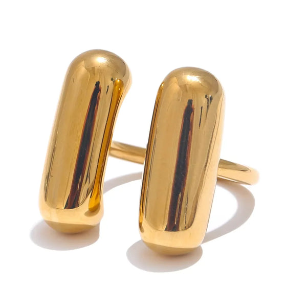 316L Stainless Steel Double Cylindrical Adjustable Ring Rust Proof Popular Versatile Daily Jewelry Gift