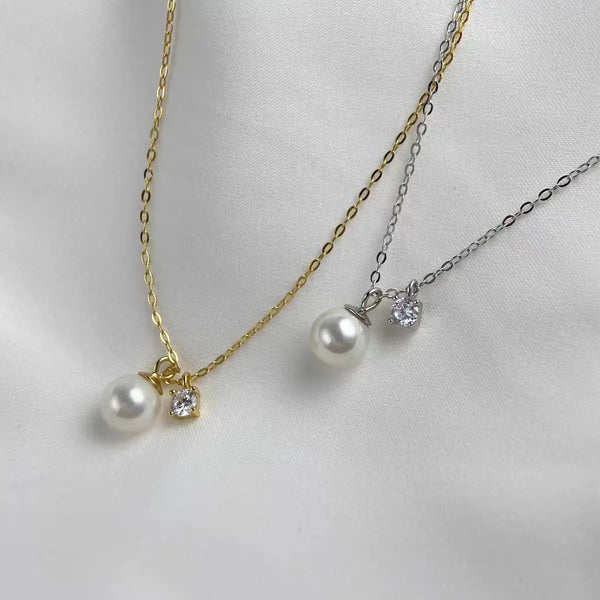 Jkeli Real 925 Sterling Silver Zircon  Pearl Round Choker Necklace For Women OL Fine Jewelry Minimalist Accessories