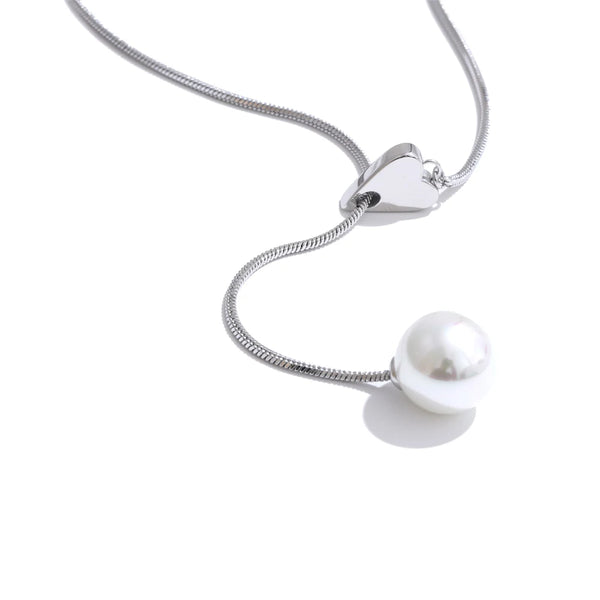 Stainless Steel Necklace Lmitation Pearl Design Fashionable Pendant Adjustable Selected JJewelry Gift Wholesale