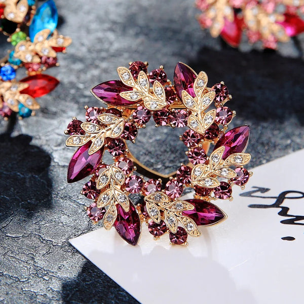 Brooches Rhinestone Shining For Women Unisex Luxury Bouquet Crystal Pins Fashion Elegant Olives Brooch Pins Dress Clip Jewelry