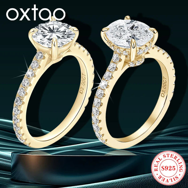 OXTAO Wedding Band Eternity Rings for Women 925 Silver 3CT 2CT Moissanite Luxury Engagement Rings Elegant Female Jewelry