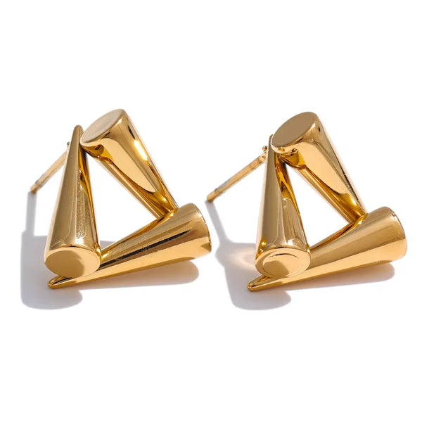 Minimalist Stainless Steel Triangle Stud Earrings Anti Allergy Fashion Daily Unusual Jewelry Accessories