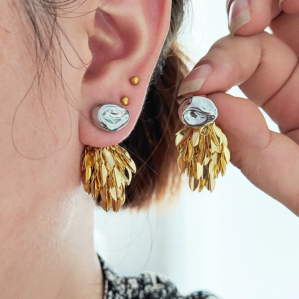 Gold - Silver Plated Fashion Earrings: Minimalist Wheat Ear Tassels, S925 Sterling Silver, Premium & Distinctive M234