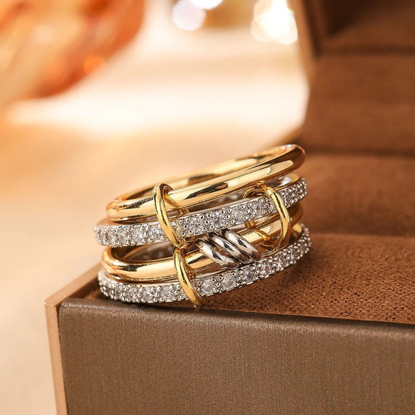 A Four-Ring Two-Color Copper Ring, Simple And Non-Fading, Fashionable Ins Series