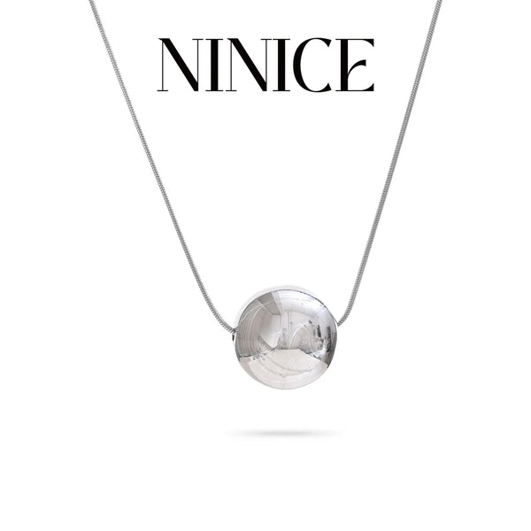 NiNice Necklace Stainless Steel Collar Women Simple Round Pendant Collarbone Chain Fashionable Inoxidable High Grade Decoration