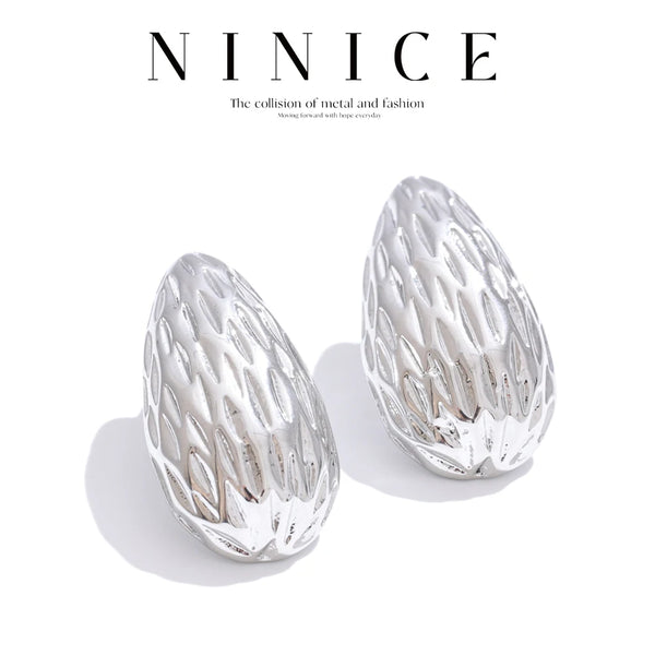 NiNice Earrings Stainless Steel with Peanut Stripes Selected Jewelry Innovative Fashionable Design New Wholesale Gift Items