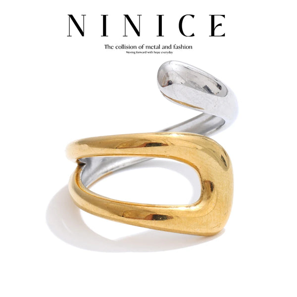 NiNice Rings Stainless Steel Jewelry Woman Adjustable Metal Geometry Fashionable Design Trendy Wholesale