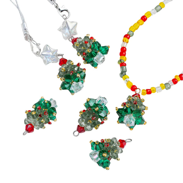 4pcs/Lot Christmas Tree Charms Crystal Glass Pendants For DIY Earrings Necklace Bracelets Jewelry Making Supplies Accessories