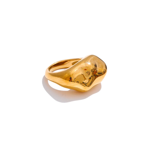 Yhpup Statement Stainless Steel Metal PVD Plated Geometric Cast Finger Ring New Arrivals High Quality Texture Jewelry 2025 Gift