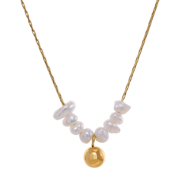 Yhpup  Summer Natural Freshwater Pearls Delicate Korean Gentle Charm Necklace Stainless Steel Fashion Jewelry for Women