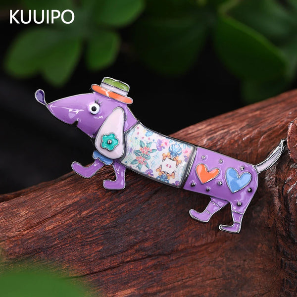 Fashion Drip Oil Dog Shape Brooches for Women Accessories New Trendy Multicolor Brooch Party Prom Vacation Jewelry Gift