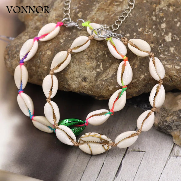 Bohemian Handmade Jewelry Anklets for Women Natural Shell Foot Chain Anklet Bracelet Summer Beach Barefoot Sandals Accessories