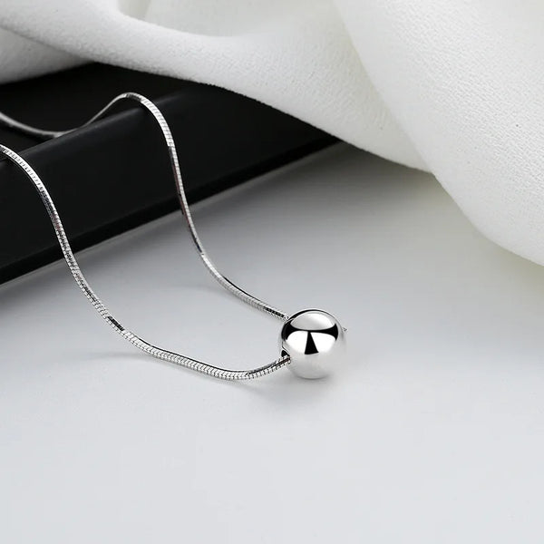925 sterling silver necklace, fashionable round snake bone necklace, round pendant small ball necklace, simple and fash