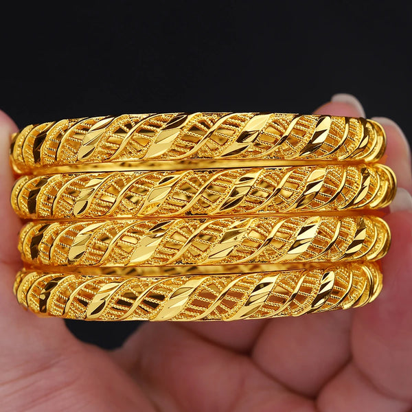 Middle East 4pcs/lot Ethiopian Copper Bangles Dubai Goldlen Fashion Jewelry For Women Ethiopian The bride Wedding Gifts