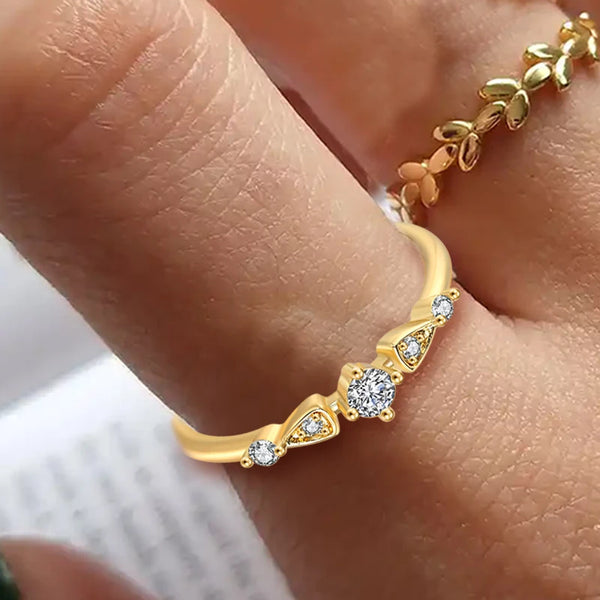 Gold Color Women's Ring Thin Delicate Minimalist Promise Dainty Ring With Zircon Gold Color Finger Jewelry For Girls Gifts