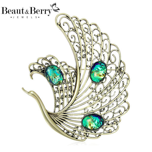 Beaut&Berry Vintage Openwork Swan Brooches for Women Animal Pins Casual Party Accessories New Fashion Gifts Friends Decorations