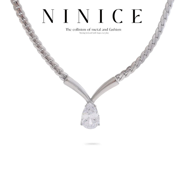 NiNice Necklaces for Women Stainless Steel Jewelry Original Cube Zirconia Pendant PVD Plated Shiny Personalized Gift New