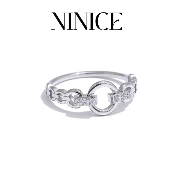 NiNice High Quality Stainless Steel Inlaid Cubic Zirconia Ring Gold Silver Color Exquisite Stylish Daily Jewelry Accessories