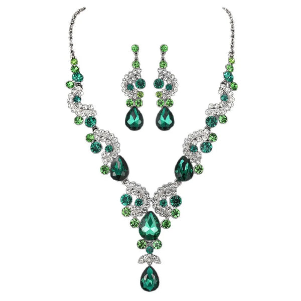 Shiny Water Drop Bridal Jewelry Sets Adjustable Dress Up Exquisite Jewelry Sets Handmade Sweet Charm Choker Necklace Earring Set