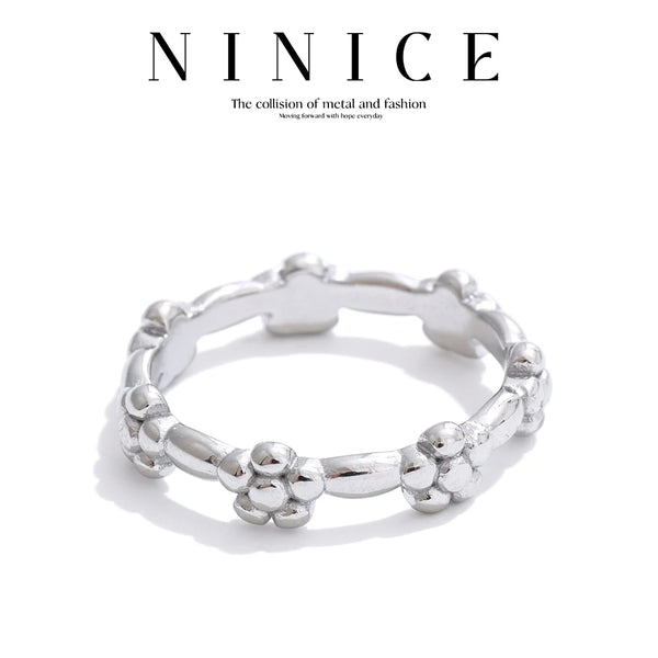 NiNice Rings Stainless Steel Jewelry Woman Metal Flower Fashion Simple Waterproof Jewelry Accessories Gifts New