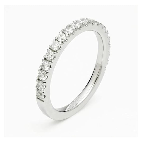 OXTAO Certified Half Eternity Moissanite Bridal Ring Real 925 Silver Luxury Female Rings 18K White Plated Wedding Band Jewelry