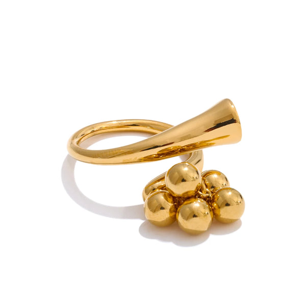 Rings Stainless Steel Adjustable Ball Beads with Personalized Fashionable Design Niche Waterproof Jewelry