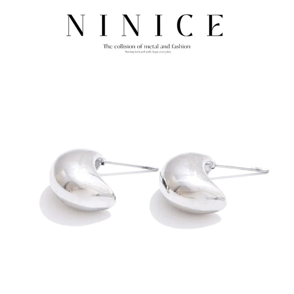 NiNice Earrings Metal Geometric Elliptical Stainless Steel Selected Jewelry Waterproof PVD Plating New Wholesale