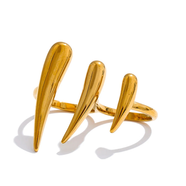 Ring Metal Double Finger Stainless Steel Geometric Simple Fashion Trendy Design Gift New