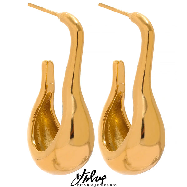 Yhpup Statement Metal Geometric Stainless Steel Waterproof Unusual Earrings Personalized 18k Gold Color Fashion Jewelry Women