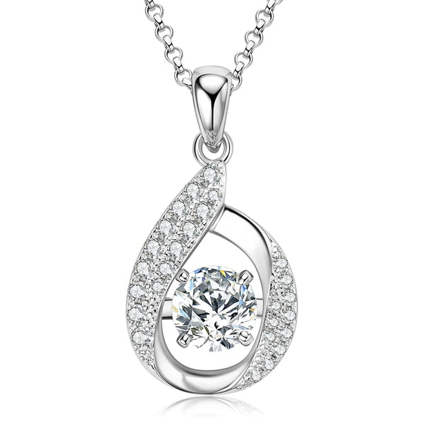 OXTAO D VVS1 Moissanite Pandent Necklace with Certified 6.5mm Lab Diamond S925 Sterling Silver Water Drop Pendant Dainty Jewelry