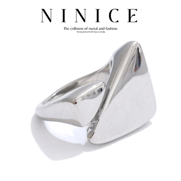 NiNice Rings Stainless Steel Jewelry Original Triangle PVD Plated Design with Adjustable Opening New Jewelry Gifts