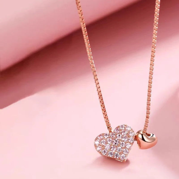 Jkeli 100% 925 Sterling Silver Charm Romantic Love Heart Pendant Box Link Chain Necklace for Women Fashion Wedding Jewelry