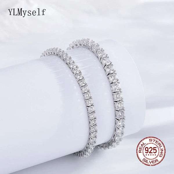 15-22 CM Tennis Bracelet Pure 925 Material Jewelry 2/3/4mm 5A CZ Eternal Gift for Wife Shiny Real Sterling Silver Jewellery