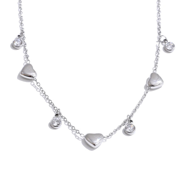 Necklaces for Women Stainless Steel Jewelry Original Heart-Shaped Cubic Zirconia Pendant with Romantic PVD Plated Fashion