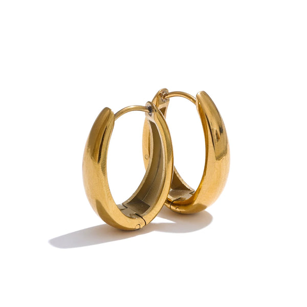 Yhpup 316L Stainless Steel Geometric U-Shape Hoop Earrings 18K Gold PVD Plated Popular Daily Classy Waterproof Jewelry Accessory
